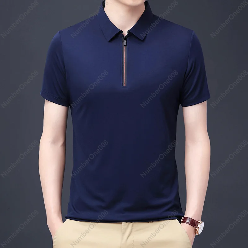 Summer New Young Men's Casual Short-sleeved T-shirt, Men's Thin Lapel Solid Color Short-sleeved T-shirt