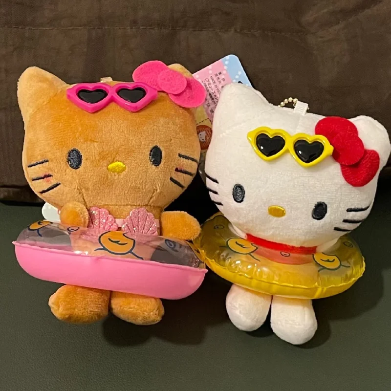New Hello Kitty Plush Doll Keychain Pendant Cartoon Kt Cat Stuffed Plushies Key Ring Bag Accessories Toy Girls Christmas Gift