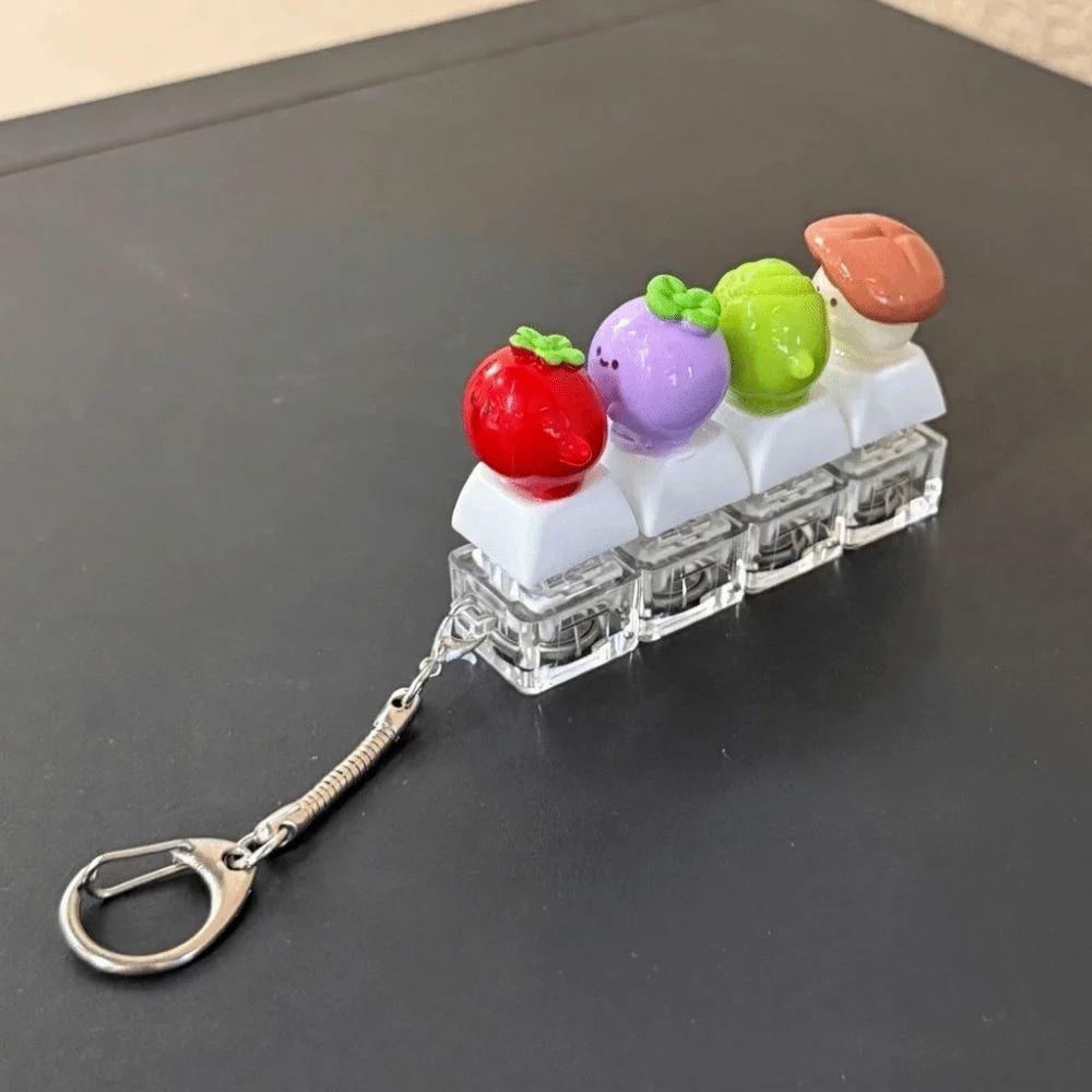 Cute Funny Vegetable Clicker Keychain Plastic Cartoon Finger Button Keychain with Lights Pass The Time Car Pendant Office