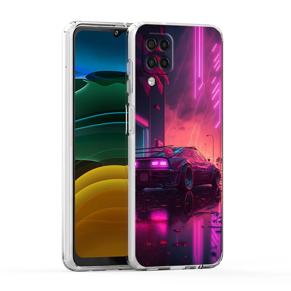 Synthwave Retro Case for Samsung Galaxy A13 A22 A32 A52 A72 A51 A71 A11 A31 A41 M31 A01 A21S 5G Transparent Silicone Shell Capas