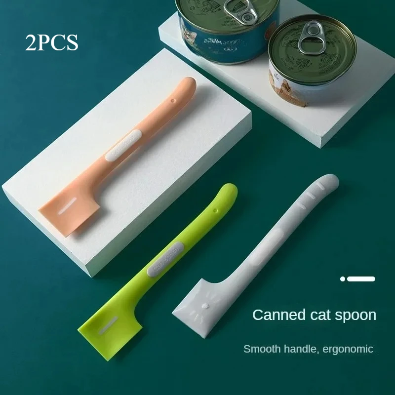 2pcs Pets Tableware Canned Spoons Lids For Cats Dogs Wet Food Pet Feeding Stirring Spoons With Long Handles Accessories Feeder S