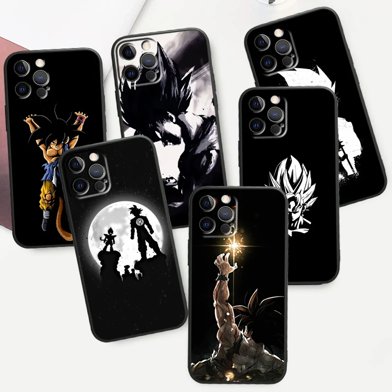 Art D-Dragon Ball Goku Cool For iPhone 15 14 13 12 11 XS XR X 8 7 SE Pro Max Plus Mini Black Soft Phone Case