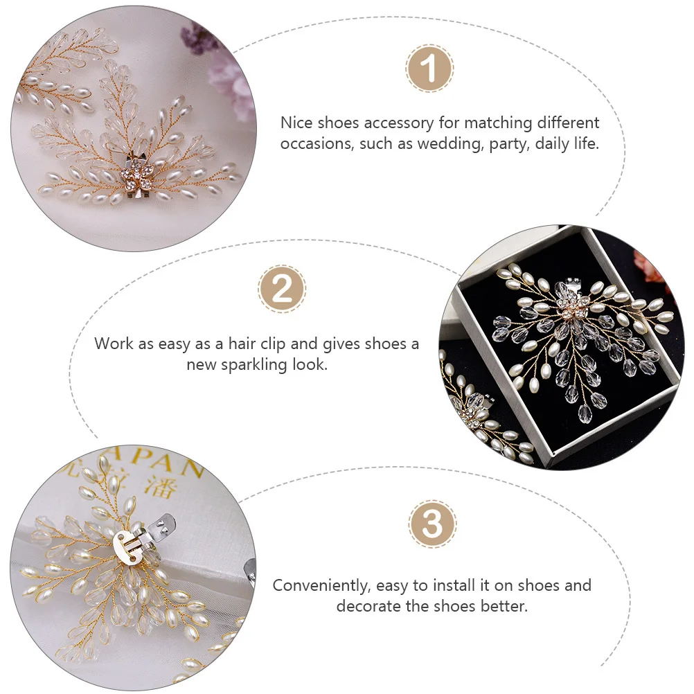 

1Pair Pearl Shoe Flower Creative Shoe Clips for Wedding Shoes High Heel Decor Elegant Bridal Accessories Shiny Fashionable Look