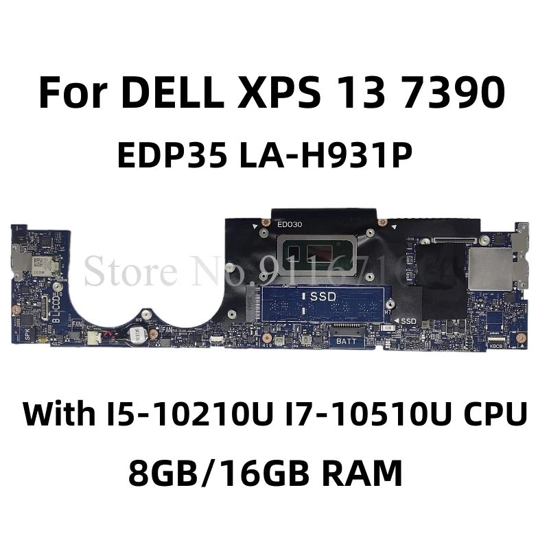 

Материнская плата для ноутбука DELL XPS 13 7390 с фотоэлементом I7-10510U CPU 8 ГБ/16 ГБ ОЗУ EDP35