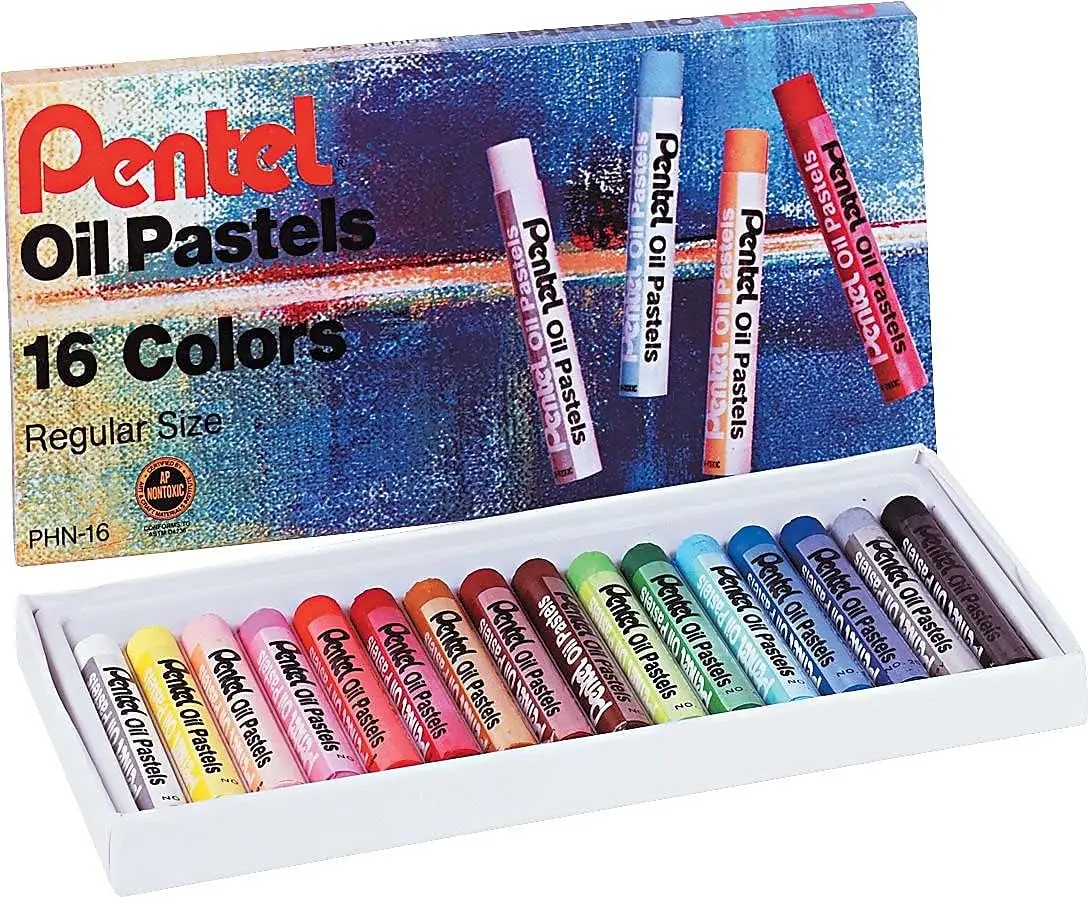 Pentel Oil Pastels 16 Color Set for Artists, Smooth Blending on Paper Canvas and Artboard