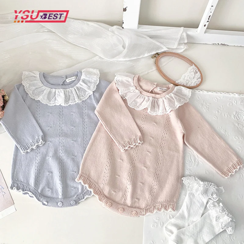 

Autumn Girl OverallBaby Girls Romper New Lace Baby Knitted Romper Ruffle Long Sleeve Newborn Baby Clothes Infant Baby Jumpsuits