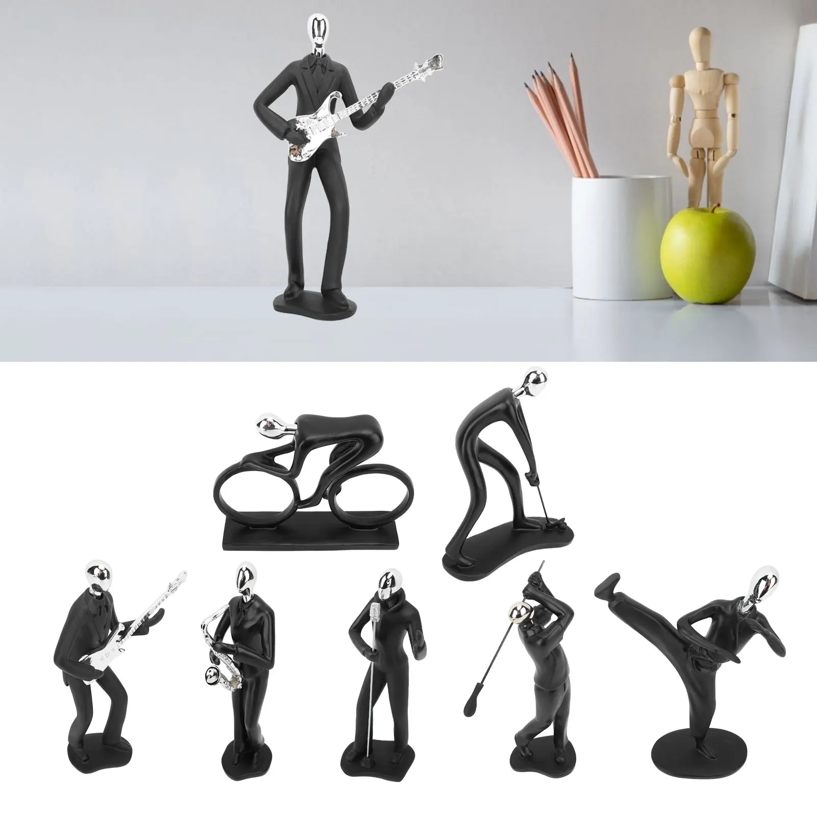 

Resin Musician Figurines Abstract Sports Men Figures Decorative Sculpture Ornament for Desktop Living Room Resin Sports Figures