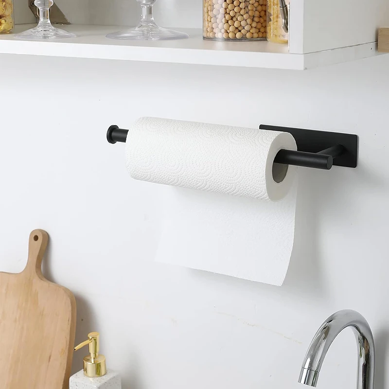 Stainless Steel Paper Towel Holder Without Punching Wall-Mounted Kitchen Roll Holder Toilet Paper Holder Bathroom Towel Rack