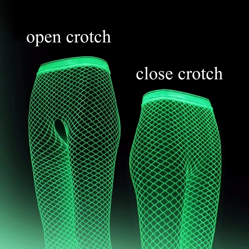 Luminous Fishnet Stockings for Moving One-pieces Mesh Leggings Tights High Waist Perspective Glow In The Dark Lingerie