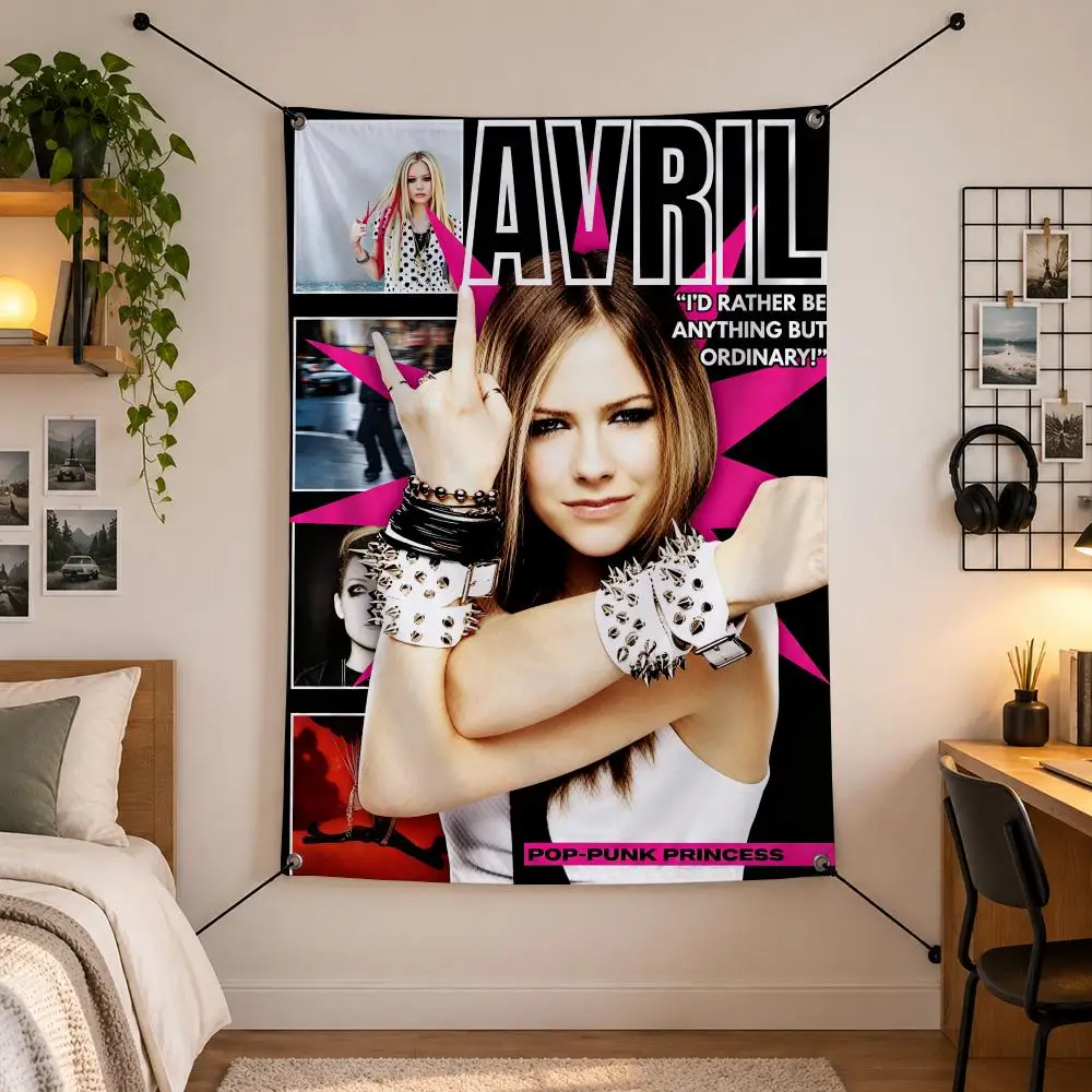 Singer A-Avril Lavigne Flags Vertical Wall Hanging for Bedroom Dorm Living Room Party Garage Camping