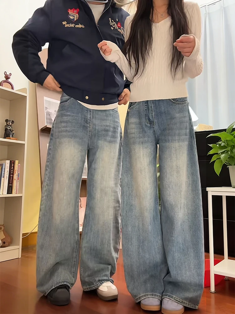 

American High Street Sle Men's Loose Straight Leg Jeans Bamboo Fiber Waed mid Waist Zipper Casual Comfortable Winter Jeans