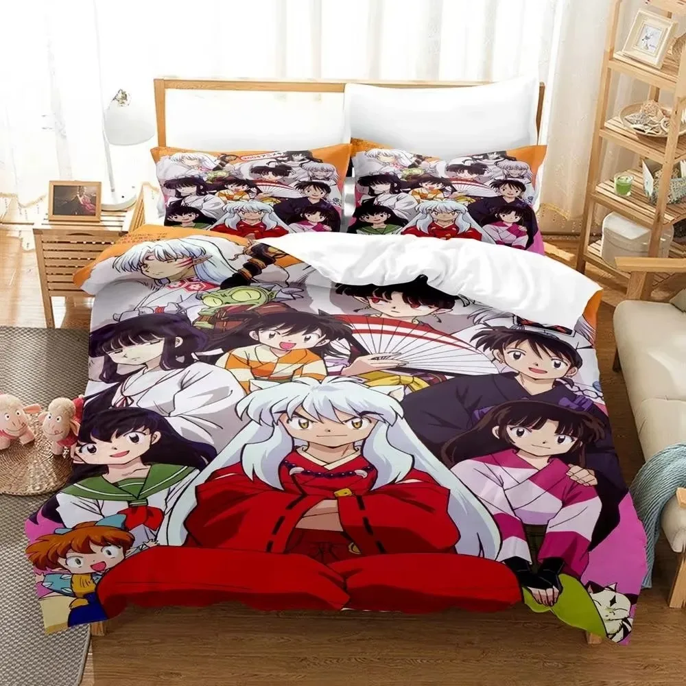 

New Fashion Inuyasha Bedding Set Single Twin Full Queen King Size Bed Set Adult Kid Bedroom 3D Anime bed sheets and pillowcases