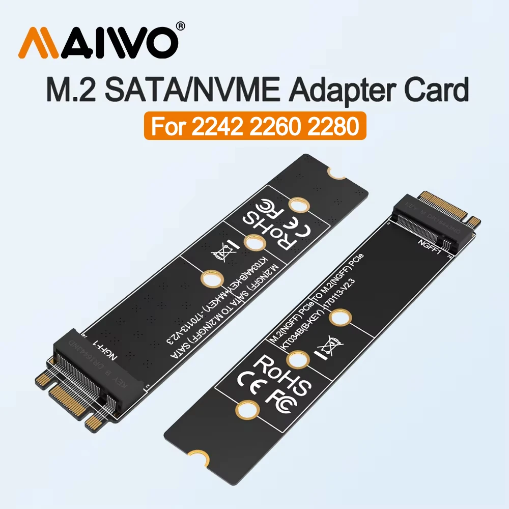 

MAIWO M.2 NGFF to SATA/NVME Adapter Card M.2 SATA NVME SSD Convert Adapter Expansion Card For 2242 2260 2280mm M2 SSD PC Laptop
