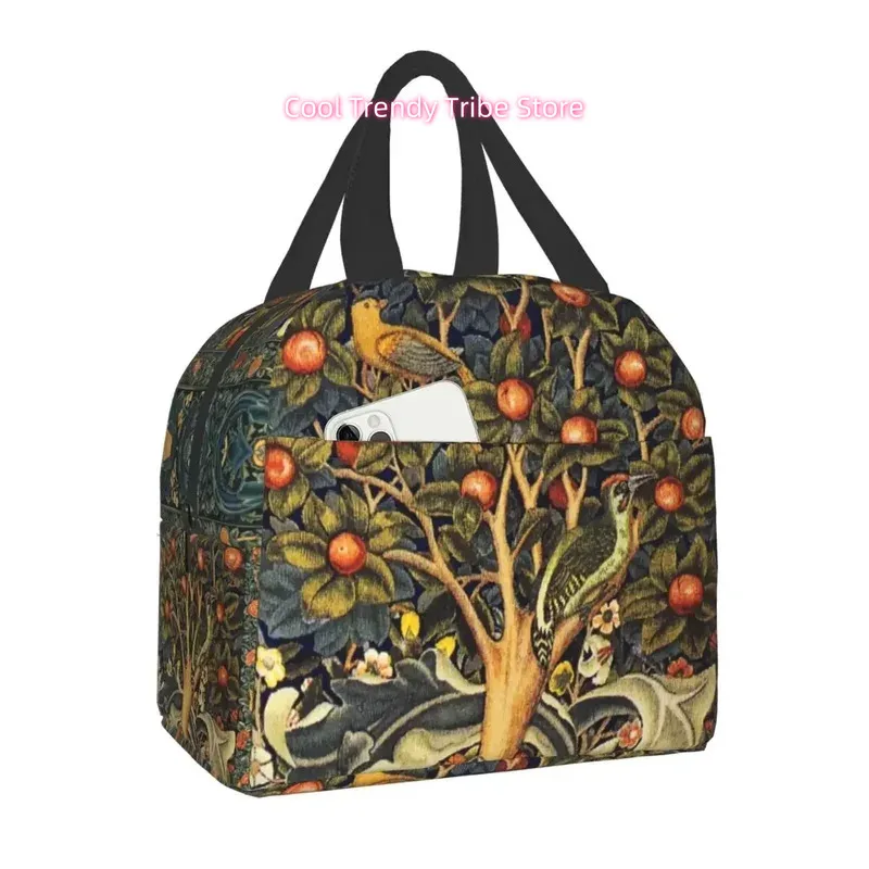 William Morris Forest Animals Thermal Insulated Lunch Bag | Portable Floral Art Outdoor Picnic Food Bag for Women, Hand Washable