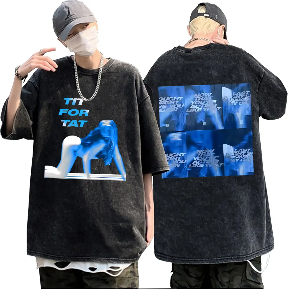 Tate Mcrae TiT for Tat Washed Vintage T Shirt So Close To What Miss Possessive Tour T-shirt Men Women Casual Oversized T-shirts