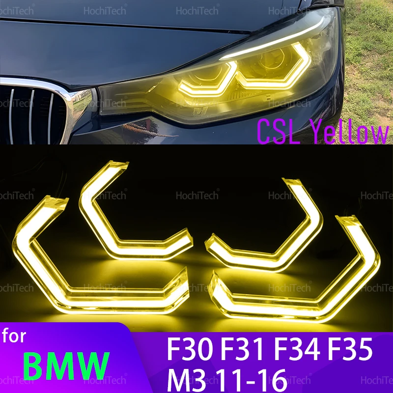

For BMW 3 Series F30 F31 F34 F35 M3 11-16 M4 Style Lemon Yellow Color DRL LED Angel Eyes Light White Daytime Running Light Kit