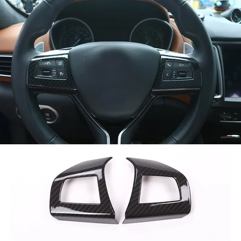 

For Maserati Levante Ghibli Quattroporte ABS Carbon fiber Steering Wheel Button Frame Decorative Stickers Car Accessories