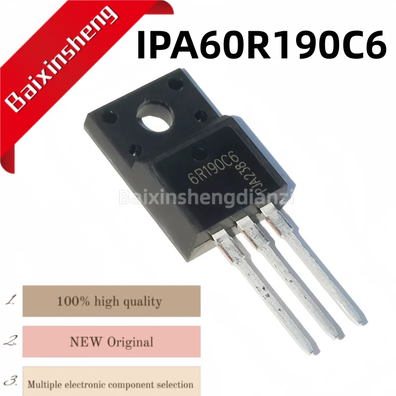 

IPA60R190C6, 10 pieces, 6R190C6, TO-220F plastic packaging, N-channel, MOSFET, brand new in stock