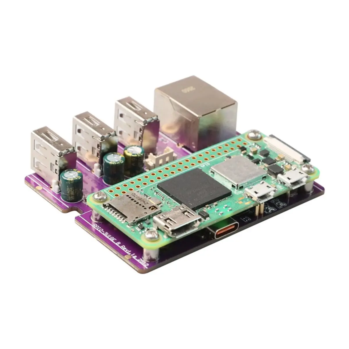 For Zero 100Mbps Ethernet Expansion Board with 3-Port USB 2.0 Hub+Type C Expansion Board