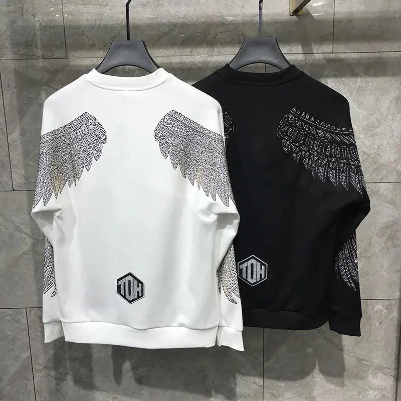 Rhinestone Style Winter Trend Men Hoodie High Quality Pure Cotton Hoody Casual Fashion Pullover Hot-Selling Tops