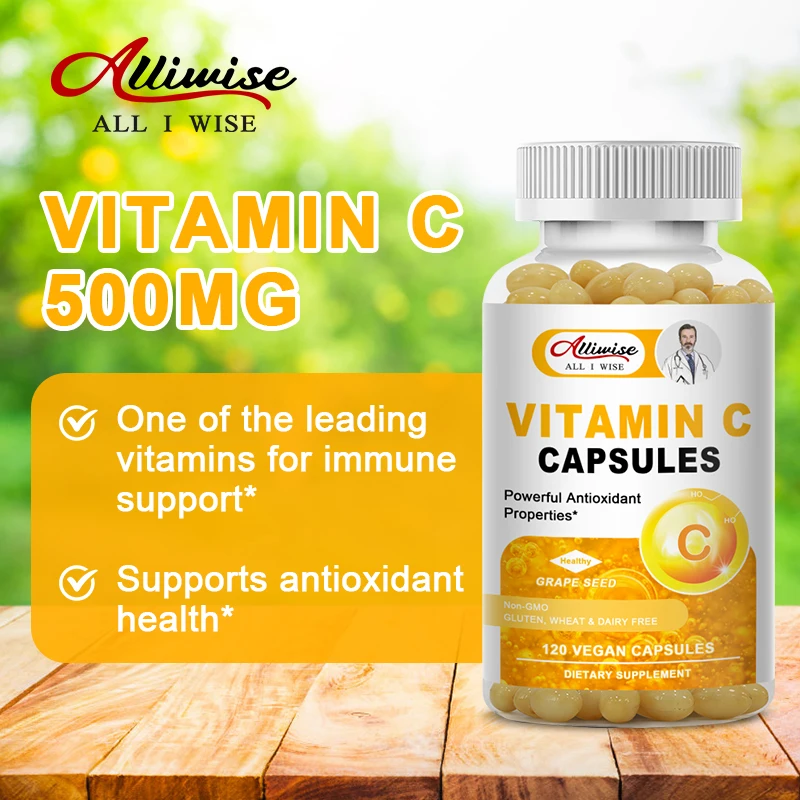 Alliwise Vitamin C Capsules for Skin Health Strong Antioxidant Collagen Booster Magnesium Skin whitening,Immune Support