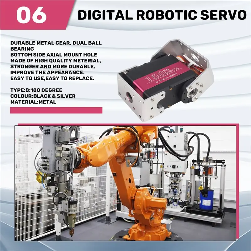 ABUM-150KG 12V RDS51150 Double-Shaft Digital Metal Robotic Servo With U Mounting Bracket Waterproof