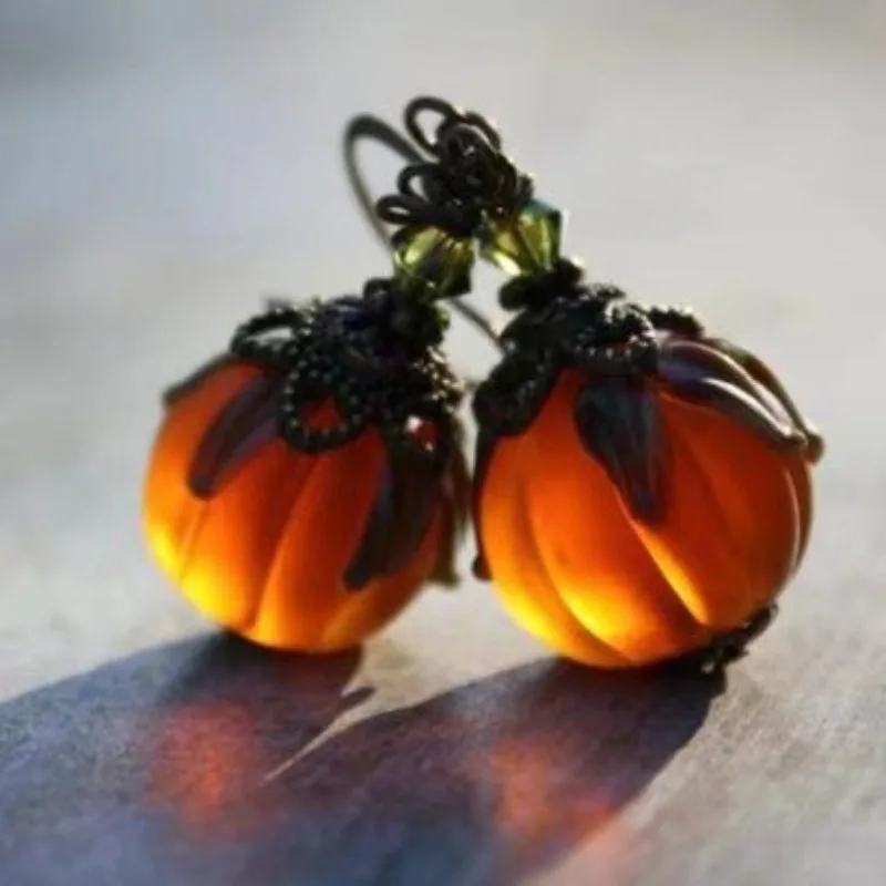 Simple retro pumpkin pendant water drop Halloween personalized earrings funny earrings