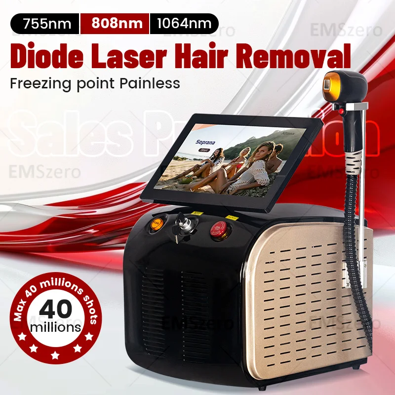 808 Professional Diode Laser Hair Removal Device Powerful 3000W Alexandrite Ice Platinum Laser Epilator Machine 755 1064 808n