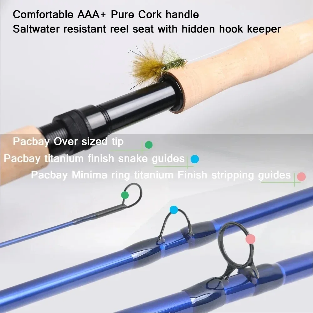 MAXIMUMCATCH 9ft 8-12WT Predator Saltwater Fly Rod 30T High-Density Carbon 4-Piece Fly Fishing Rod for Powerful Lifting view 3