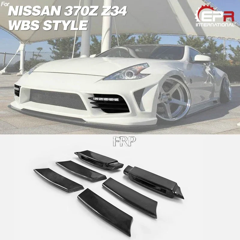 For Nissan 09 Onwards 370Z Z34 WEBERSPORT WBS Style Carbon Fiber/Fiber Glass Front Bumper Intake(With LED Light)Brake Duct Kit