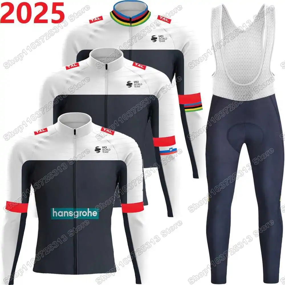 2025 Team Hansgrohe Cycling Jersey Autumn Winter Set France Tour Primož Roglič Clothing Men Road Bike Jacket Suit Bib Tights