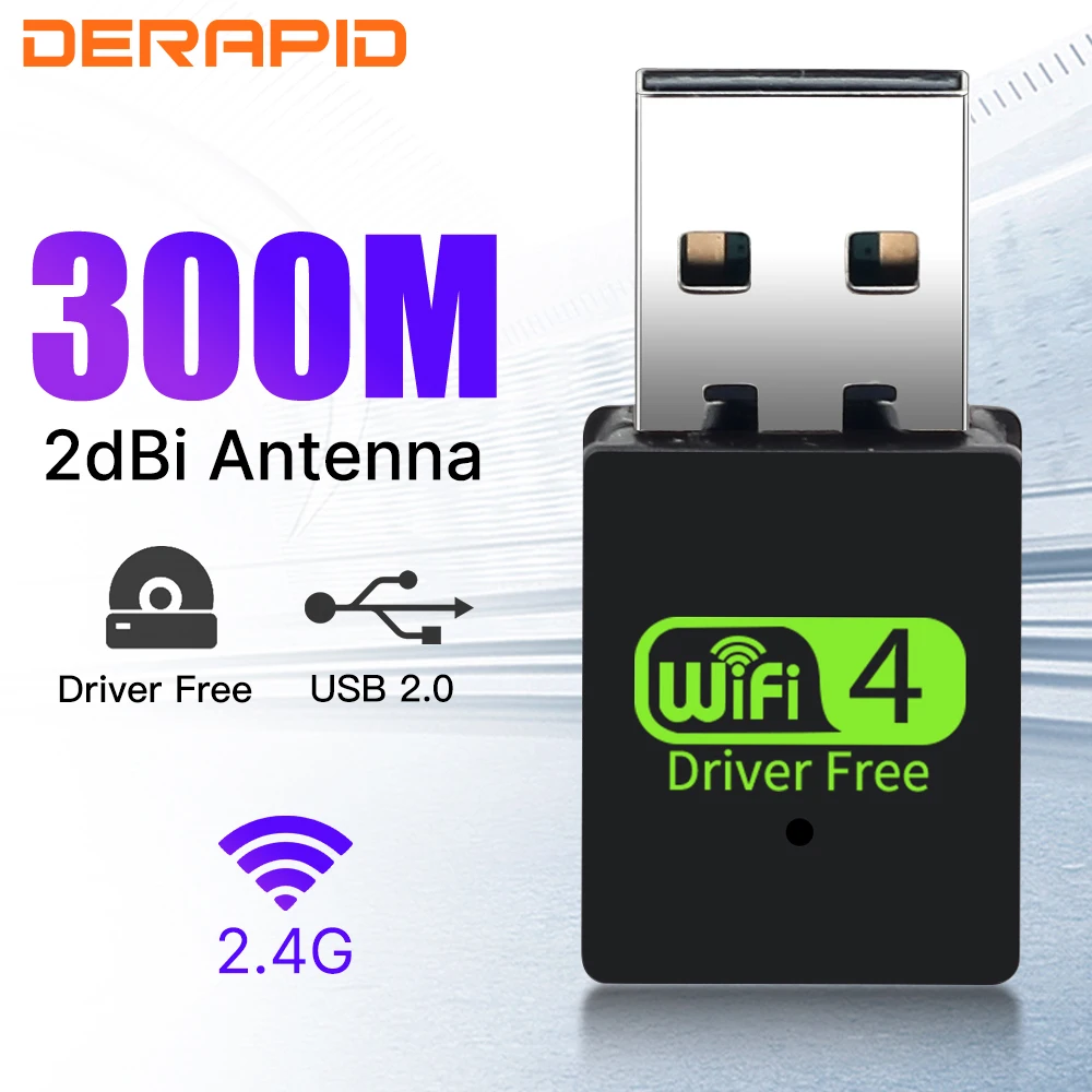USB WiFi Adapter N300 RTL8192FM Chipset Mini USB2.0 Driver Free Wireless Network Card 802.11 N/g/b for Windows 7/10/11