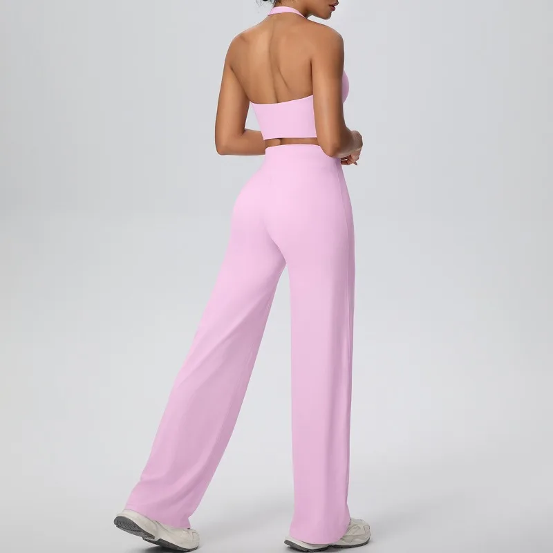 

Женский матовый однотонный комплект для йоги с подвеской на шее, облегающий комплект с красивой спиной для отдыха, спортивная одежда для бега на открытом воздухе, фитнеса