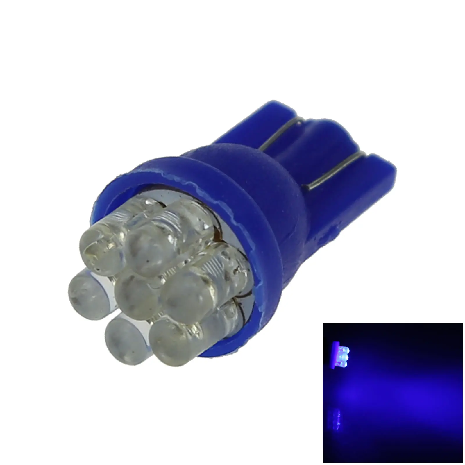 1x Blue Car T10 W5W Roof Bulb License Plate Lamp 7 Emitters In-Line LED 184 192 193 A108