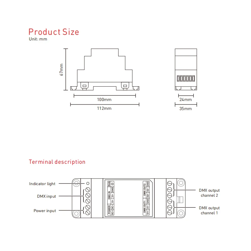 LTECH Din Rail LED DMX Power Repeater 12V Input DMX512 Penguat Sinyal 1 Sampai 2 Output DMX Hub Splitter DMX/RDM Power Repeater
