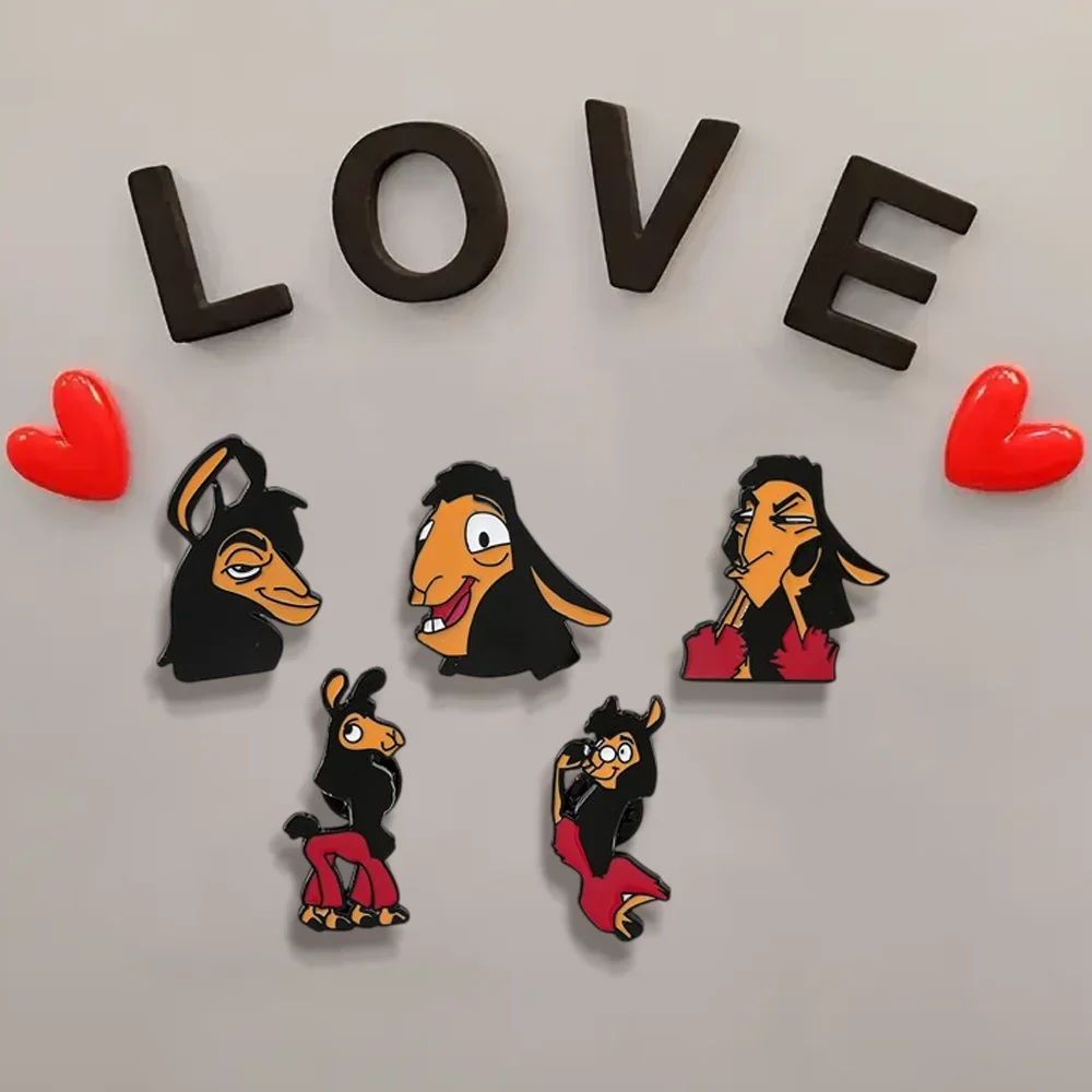 6 قطعة الكرتون أنيمي الإمبراطور الأخدود الجديد الإبداعية اللاما رائعة الفردية بروش مغناطيس الثلاجة هدية الزخرفية