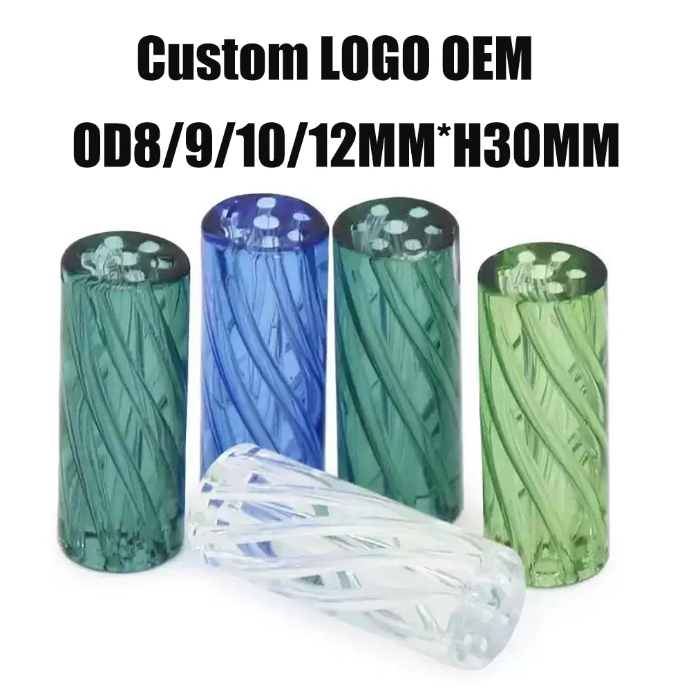

Custom LOGO OEM OD12MM Stripe Mini Glass Cigaret Pipe Filter Tips Round Mouth for Dry Herb Tobacco Rolling Drip With 7 Holes