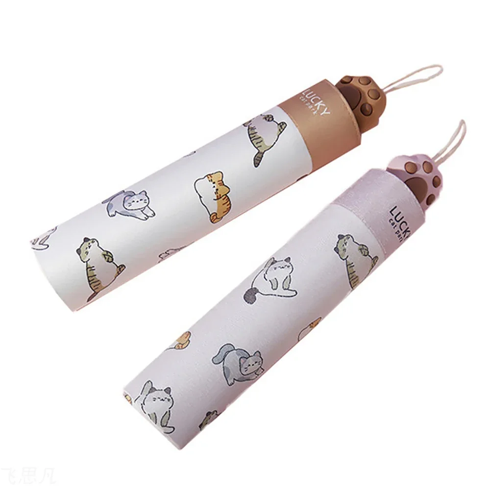 Parapluie à poignée griffe de chat mignon pour femme et fille, parasol UV pour le soleil et la pluie, cadeau