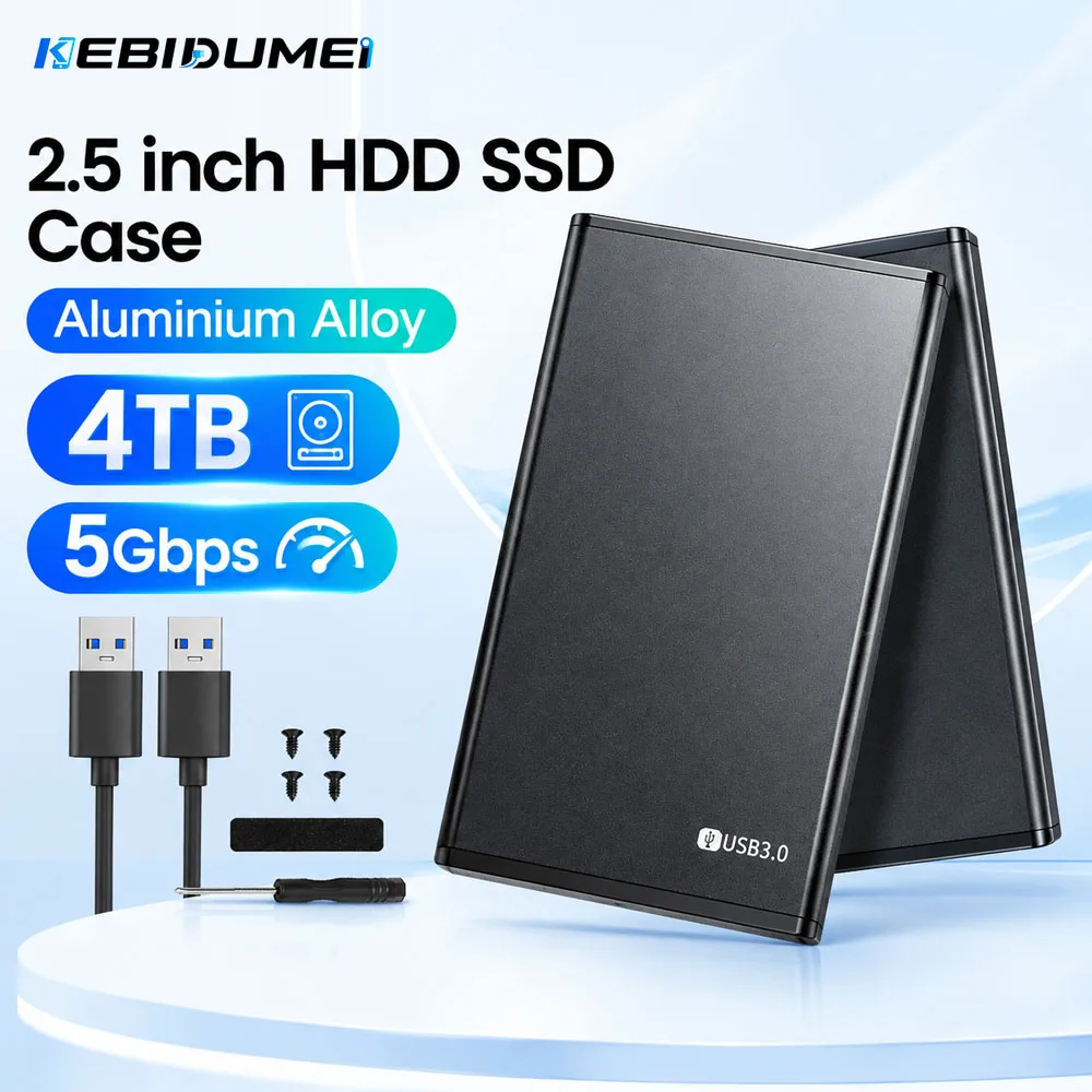 KEBIDUMEI 2.5 inch External HDD SSD Case 5Gbps Hard Drive Enclosure Aluminum Alloy Heat Dissipation Design for Macbook