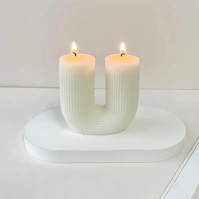 U Shape Candle Silicone Mold DIY Handmade Arch Scented Candle Plaster Epoxy Resin Ornament Craft Wax Mould Home Decoration