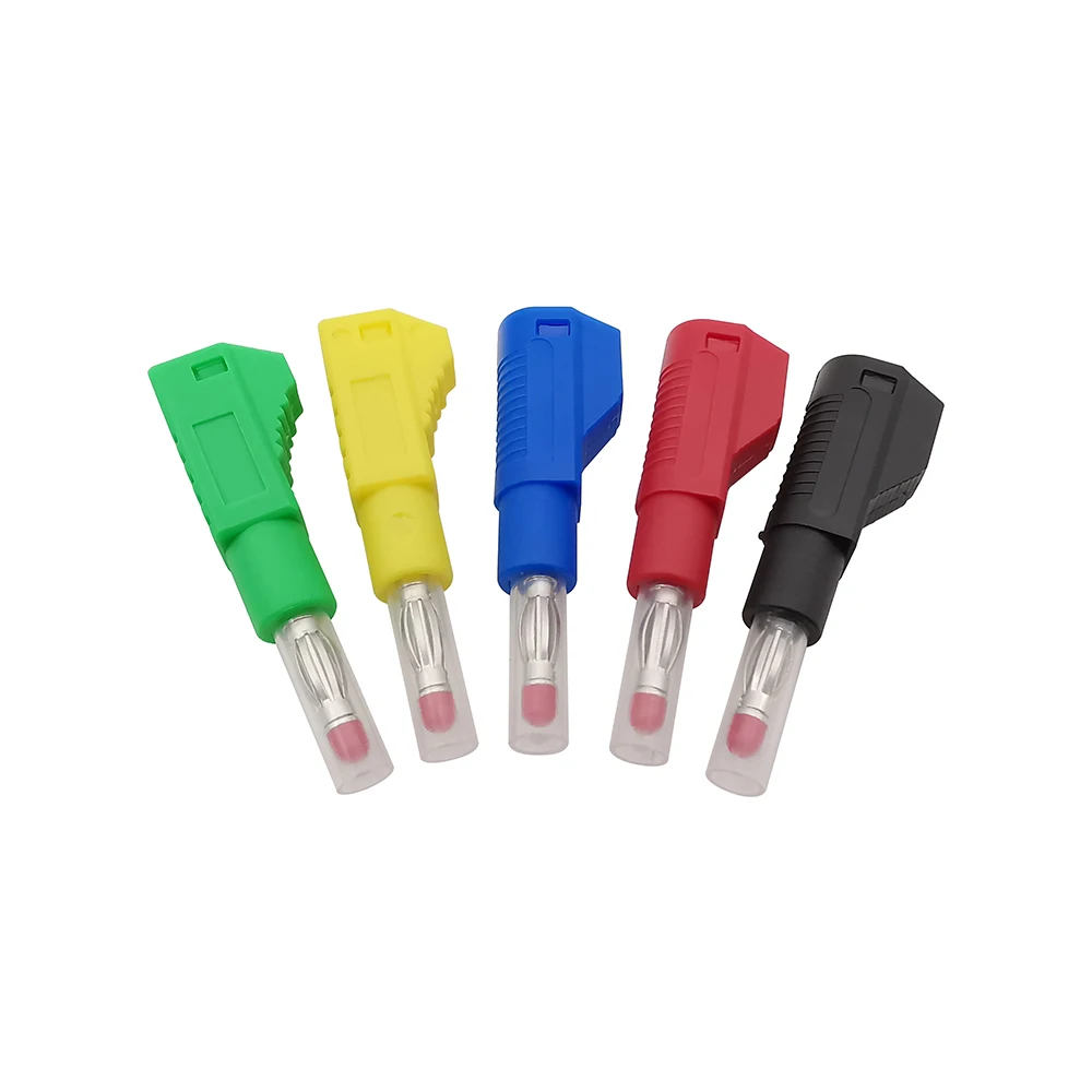 2/5/10Pcs Stackable 4mm Banana Plug Safety Retractable Tube Wire Solder Connector Test Lead Red Black Yellow Green Blue