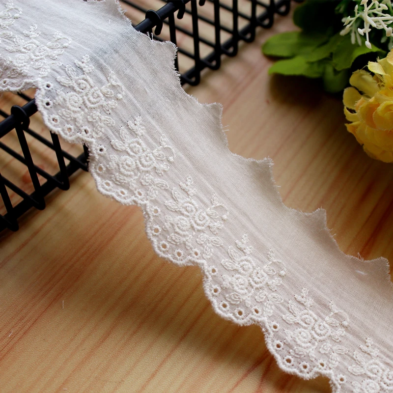 14Yards/Lot.5Cm Pure Cotton Rose Lace Fabric,Soft Baby Clothing Accessories,Handmade DIY Sewing Lace Trim