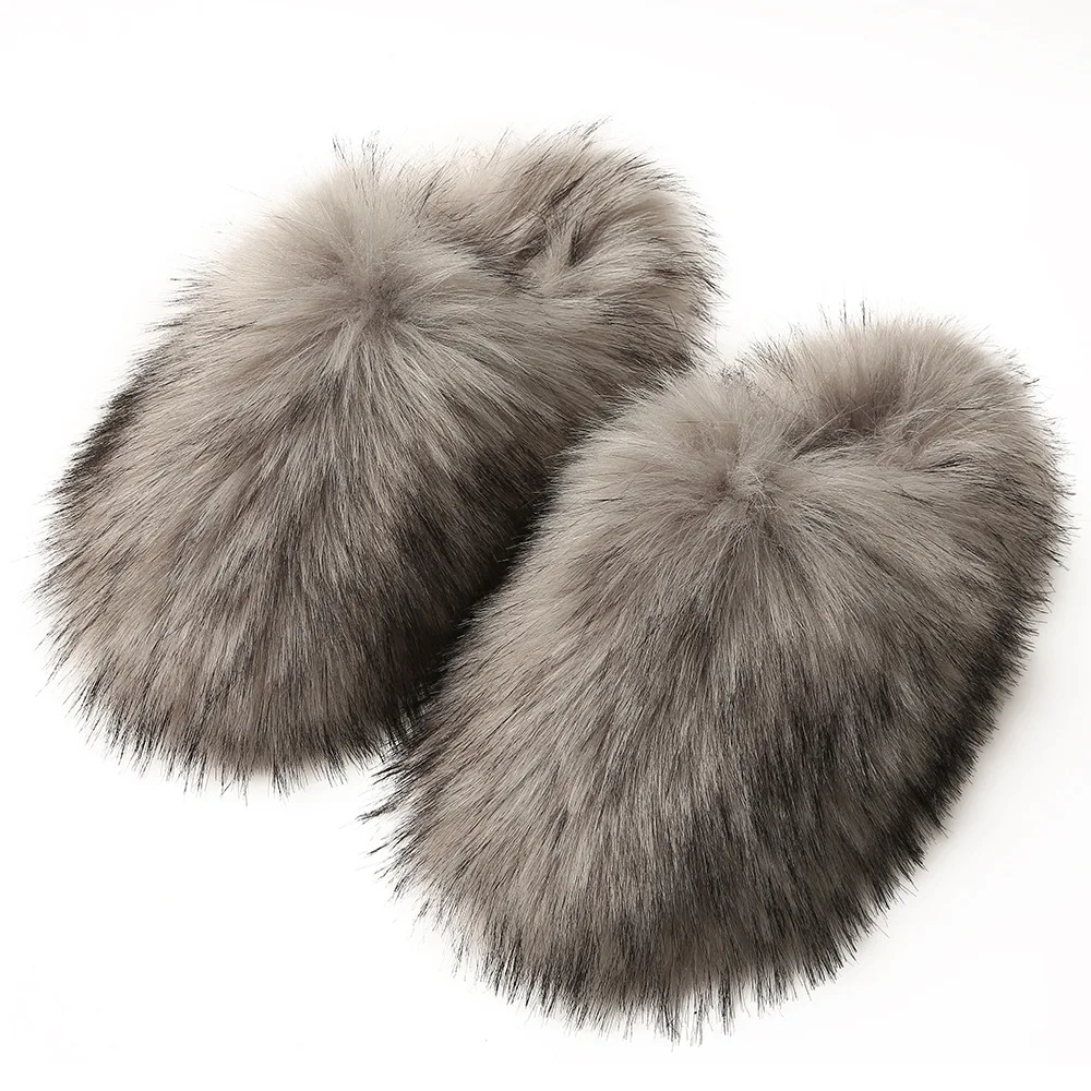 Women's Fuzzy Slippers for Fall and Winter, Home Use, Fleece-Lined, Warm, Faux Fur, Non-Slip, Toe-Covered, Fuzzy Slippers