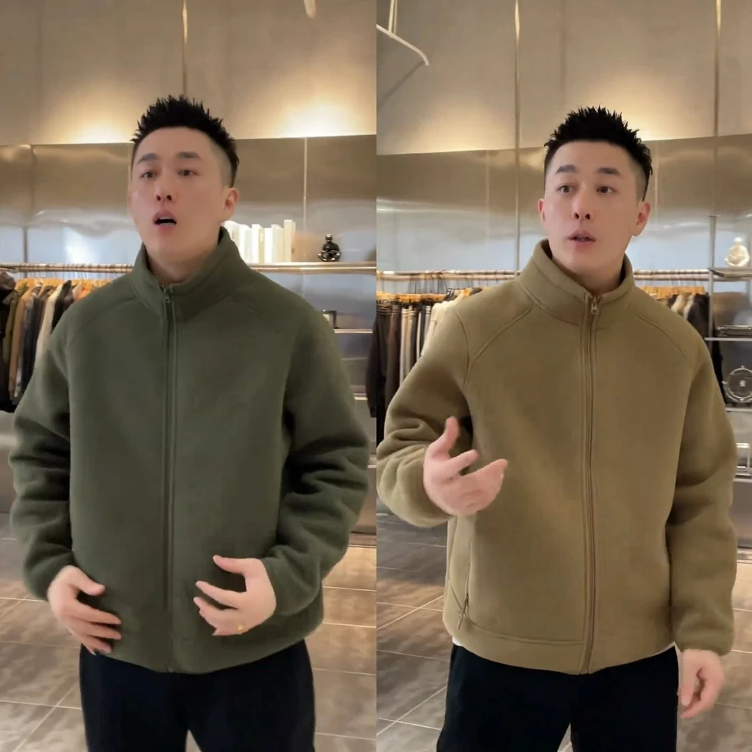 

Мужской повседневный кардиган-худи на осень-зиму, двусторонний, с воротником-стойкой, однотонный, простой крой