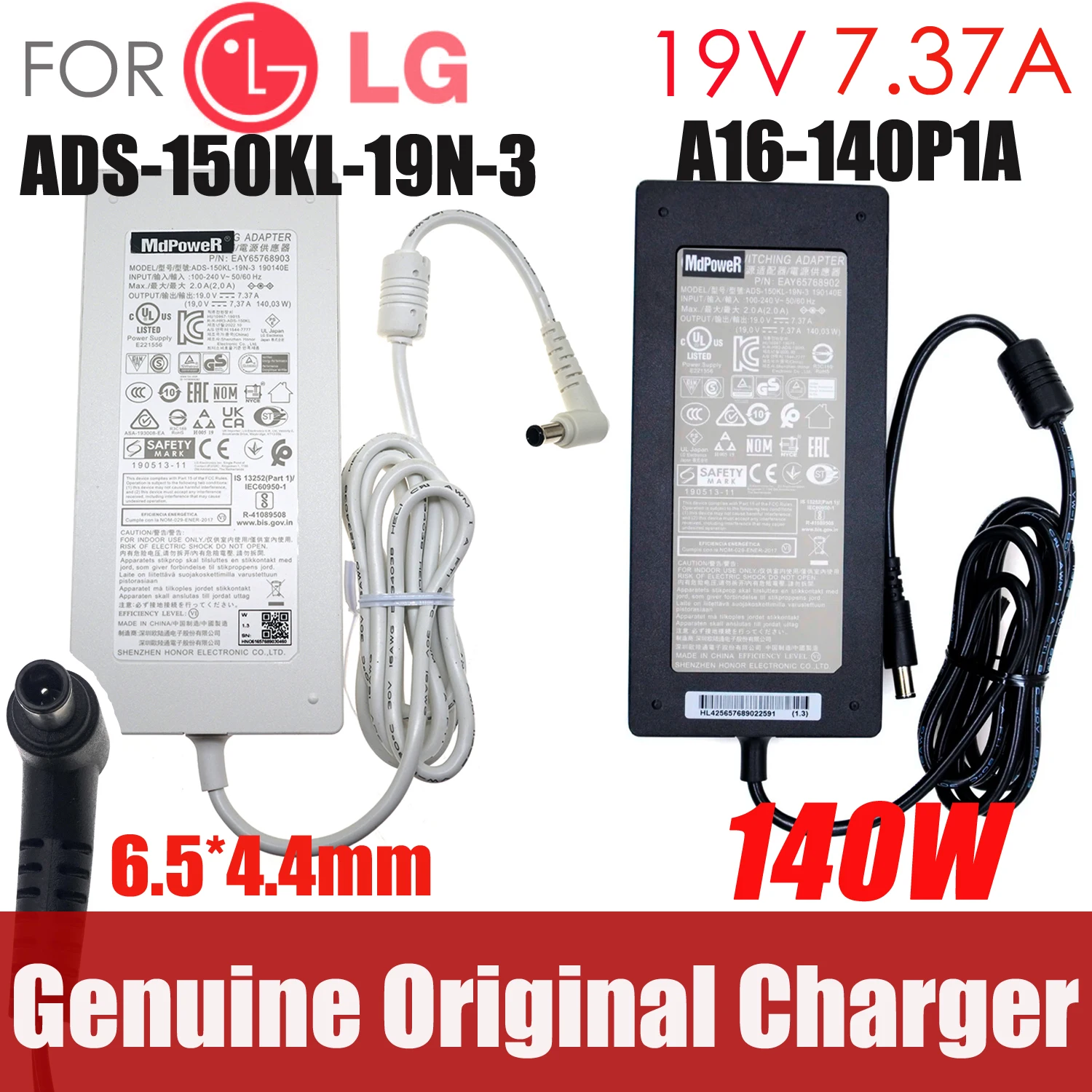 

140W 19V 7.37A LCAP31 A16-140P1A ADS-150KL-19-3 Original AC DC Adapter For LG MONITOR 32BL95U LG 34GK950G 34GK950F 34GK950F-B