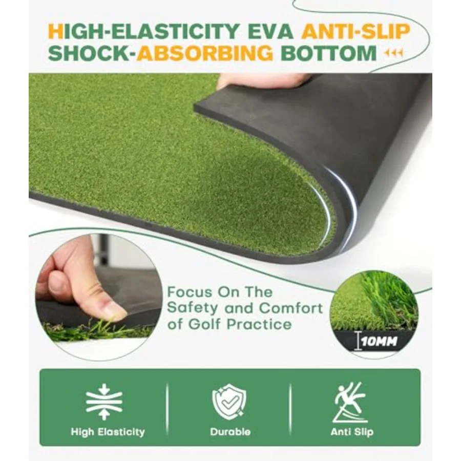 سجادة جولف Premium DualTurf 5x4ft للتدريب الداخلي والخارجي: دليل محاذاة معزز وزاوية مثالية للمساعدة في النهج