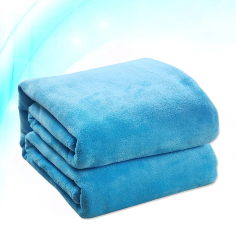 

Flannel Fleece 100X140Cm Sky Fleece Blanket Blue Soft Warm Lightweight Solid Color For Bed Couch Home Camping Decor