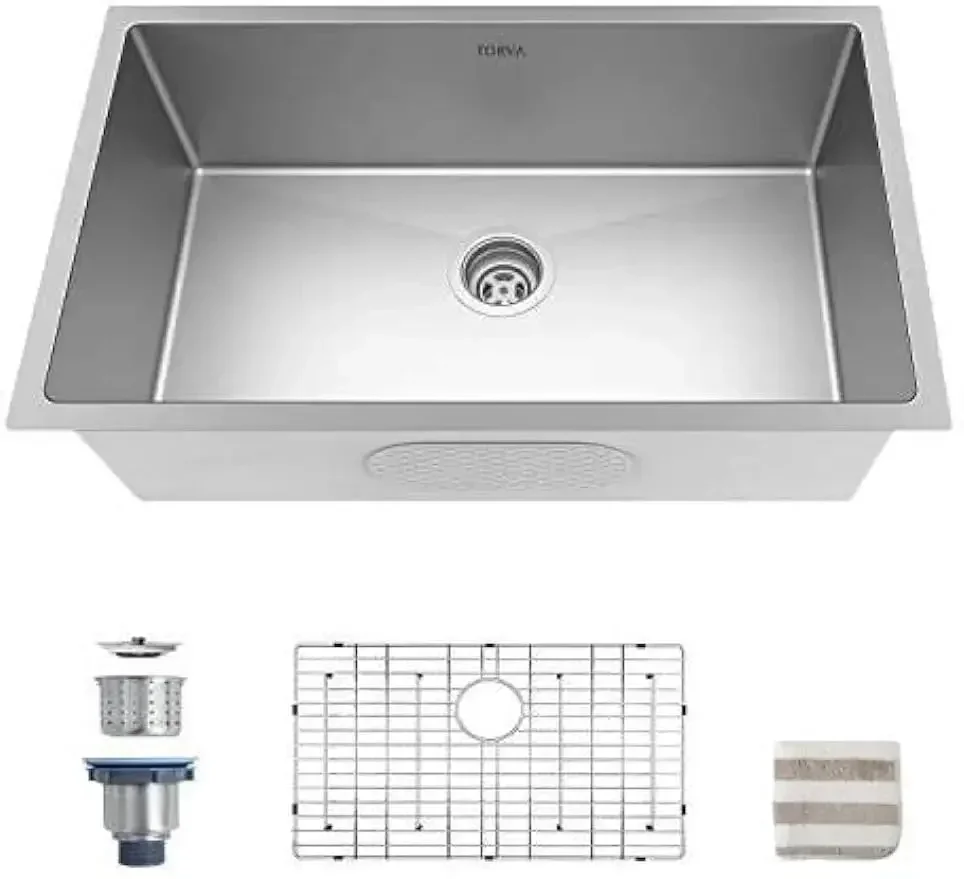 TORVA 30-Inch Undermount Kitchen Sink, 16 Gauge Stainless Steel Undermount Single Bowl 30 x 18 x 10 inch Deep