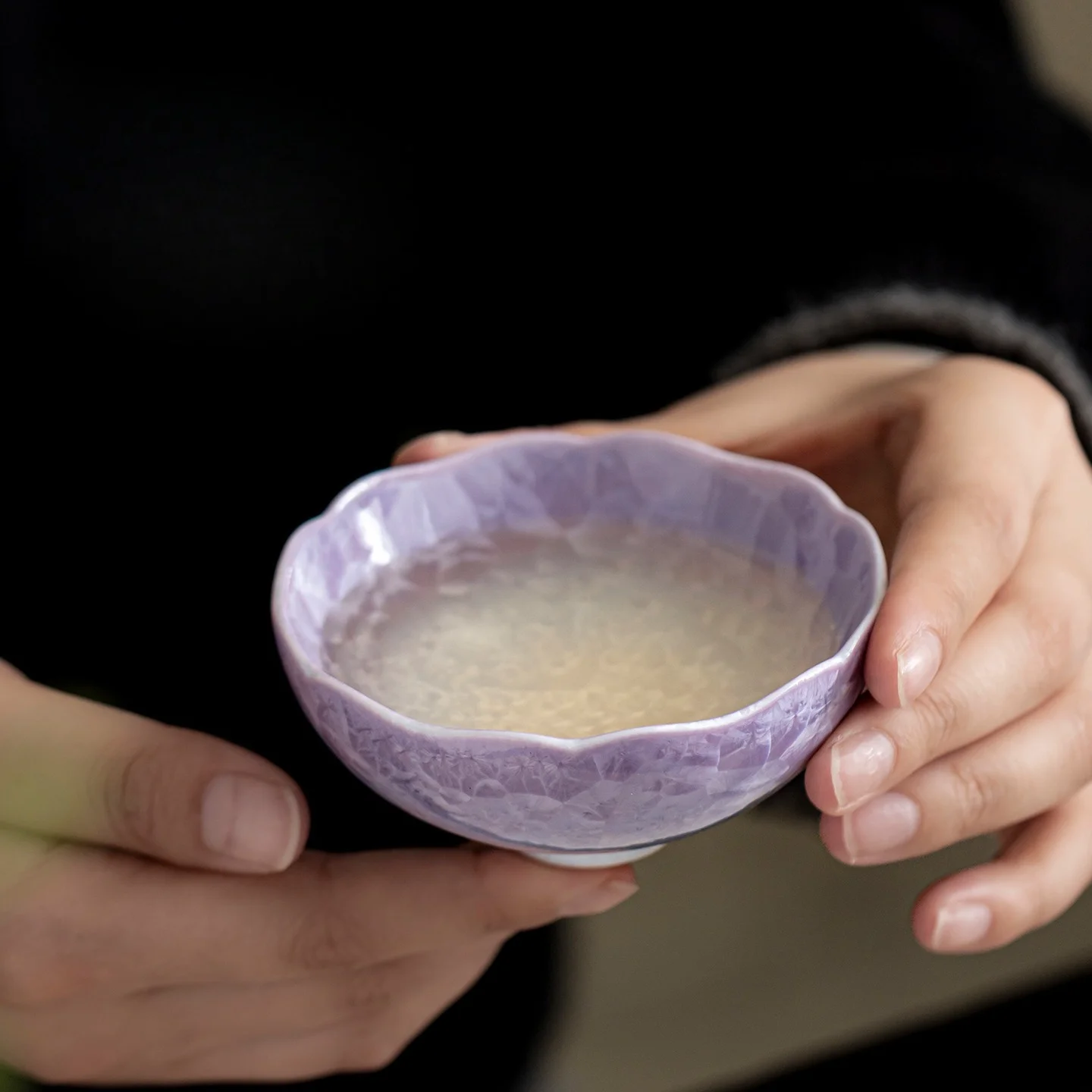Kiln Change Crystal Glaze Petal Ceramic Cup Home Kung Fu Personal Single Tasting Bowl Household Desktop Teaware Decor Gift