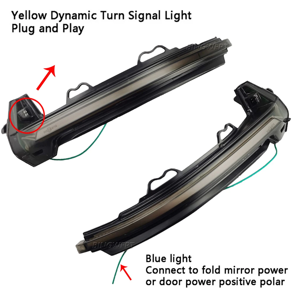 2PCS LED Dynamic Turn Signal Light For Audi A4 S4 RS4 B9 A5 S5 RS5 Side Wing Rearview Mirror Indicator Sequential Blinker Lamp